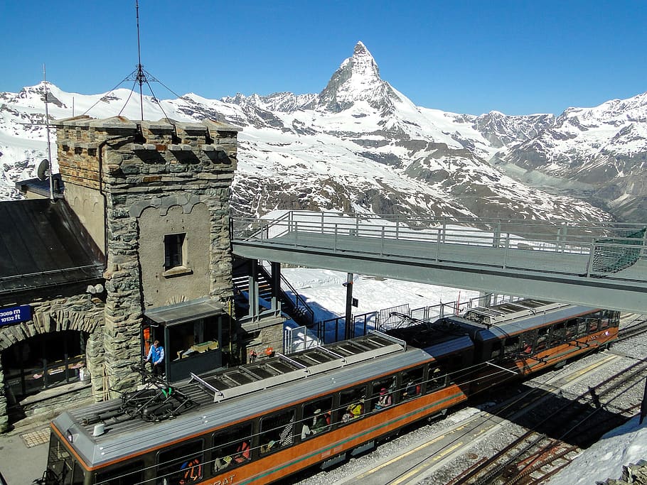 zermatt, matterhorn, switzerland, mountains, alpine, gornergrat, mountain, cold temperature, snow, transportation