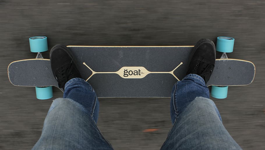person, black, goat, long, board, longboard, longboarder, skateboard, skateboarder, roll