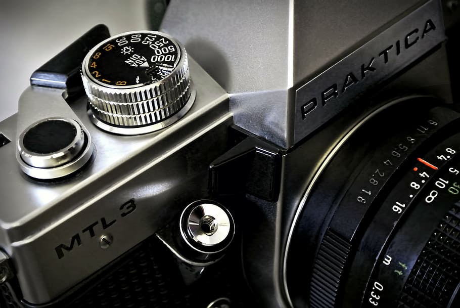 negro, collage de lente de cámara dslr, mtl, praktica, dslr, cámara, cerrar, fotografía, lente, mtl3