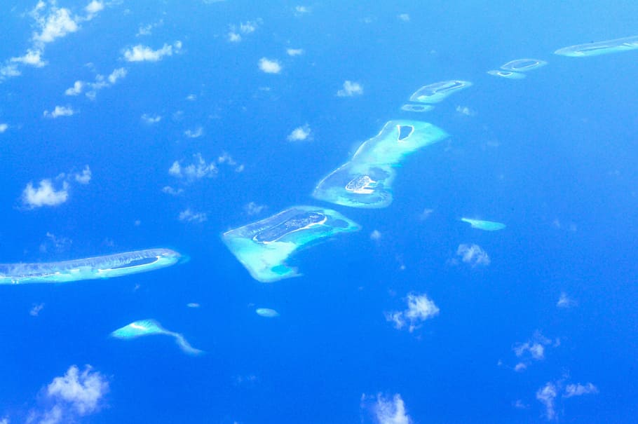 maldives, island, blue, water, resort, sea, beach, holiday, sky, atoll