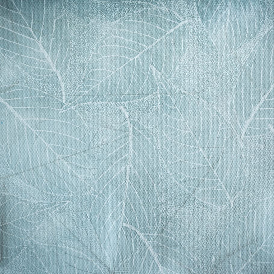 green, leaf print textile, green leaf, print, textile, blue, texture, textured, paper, backgrounds