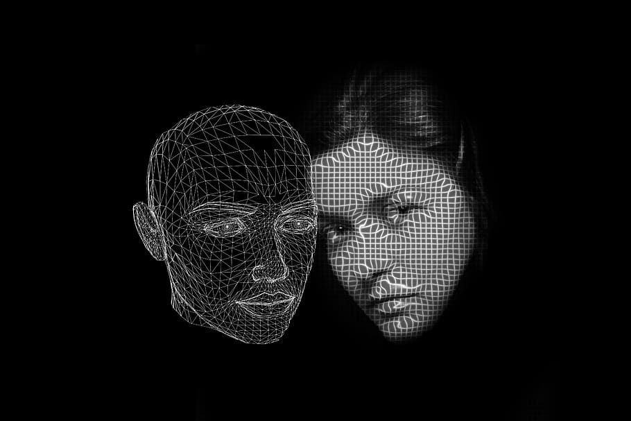 woman face portrait artwork, psychology, psyche, mask, wire rack, face, subconscious mind, psychoanalysis, head, perception