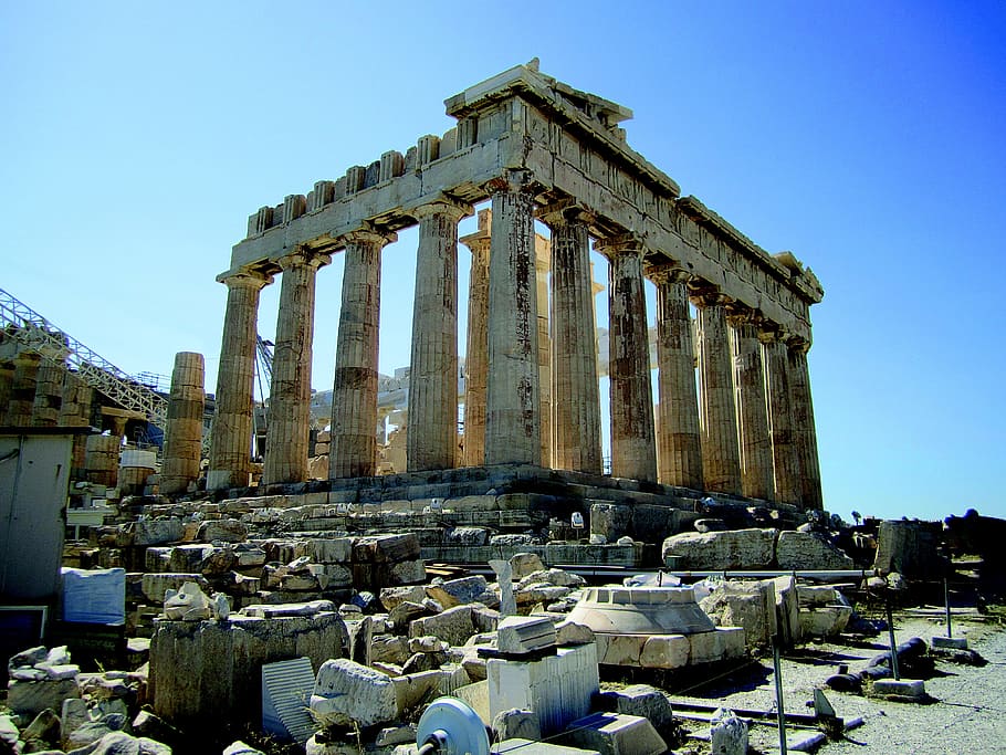 Partenón, Atenas, Grecia, azul, cielo, durante el día, acrópolis, templo, griego, historia