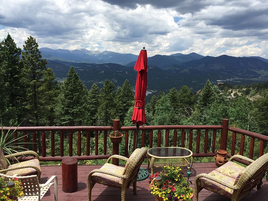 bear, mountain, Evergreen Co, Bear Mountain, colorado mountains, scenery, balcony, landscape, cloud - sky, outdoors