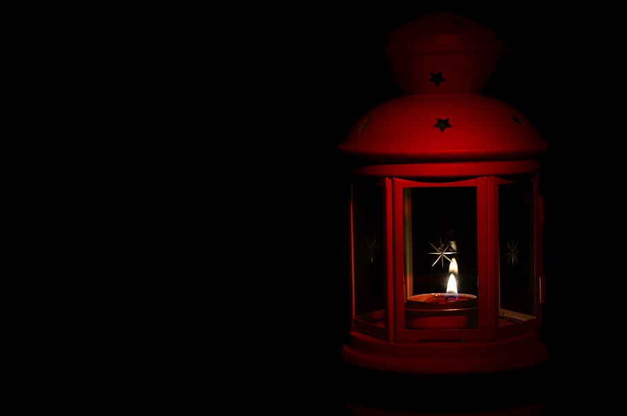 black background, lantern, candle, lanterns luck, happiness, illuminated, red, lighting equipment, indoors, burning