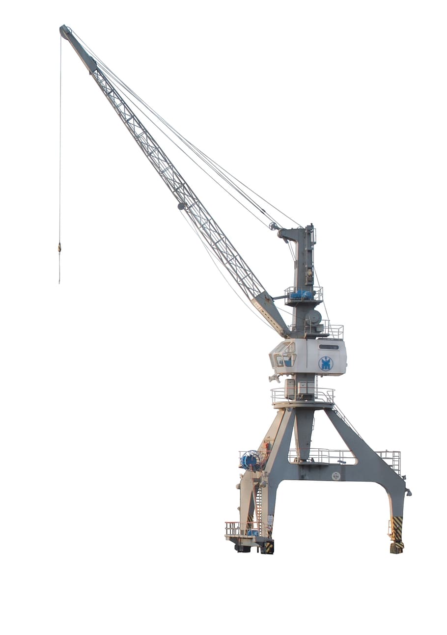 Crane, Port, Isolated, Harbour, Cranes, harbour cranes, industry, jib crane, load crane, industrial crane