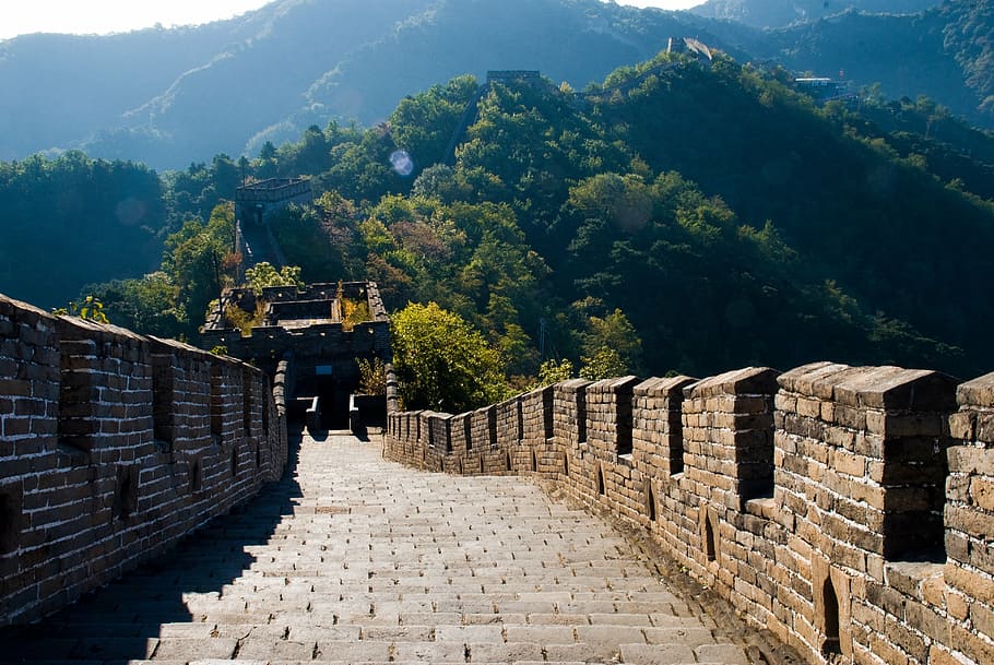 great, wall, china, the great wall, mutianyu, beijing great wall, architecture, tree, built structure, plant