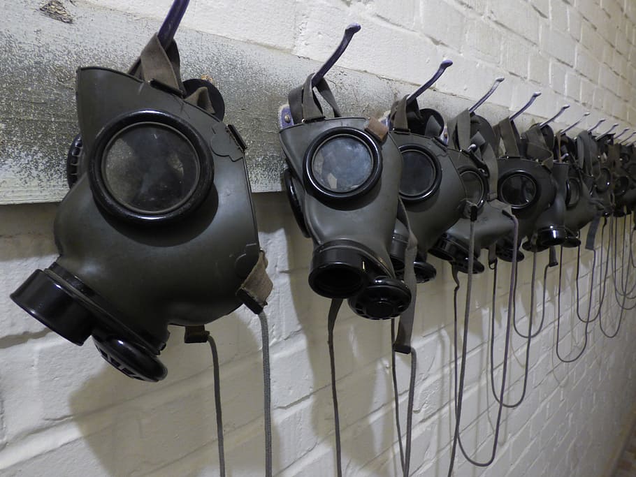 gris, máscaras de gas, ganchos, gas, máscara de gas, máscara, filtro, el protector, postapokaliptyka, apocalipsis