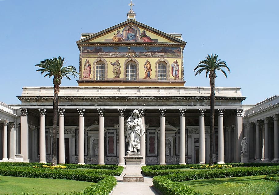 basilica, san paolo fuori, le, mura, Basilica of San Paolo Fuori Le Mura, architecture, building, fuori le mura, italy, public domain