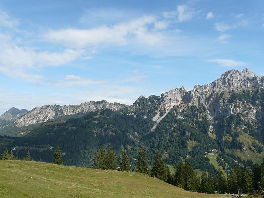 Allgäu Alps, Alpine, Pegunungan, aggenstein, tannheim ridgeway, füssener jöchle, schartschrofen, friedberger climbing, flüh merah, gimpel