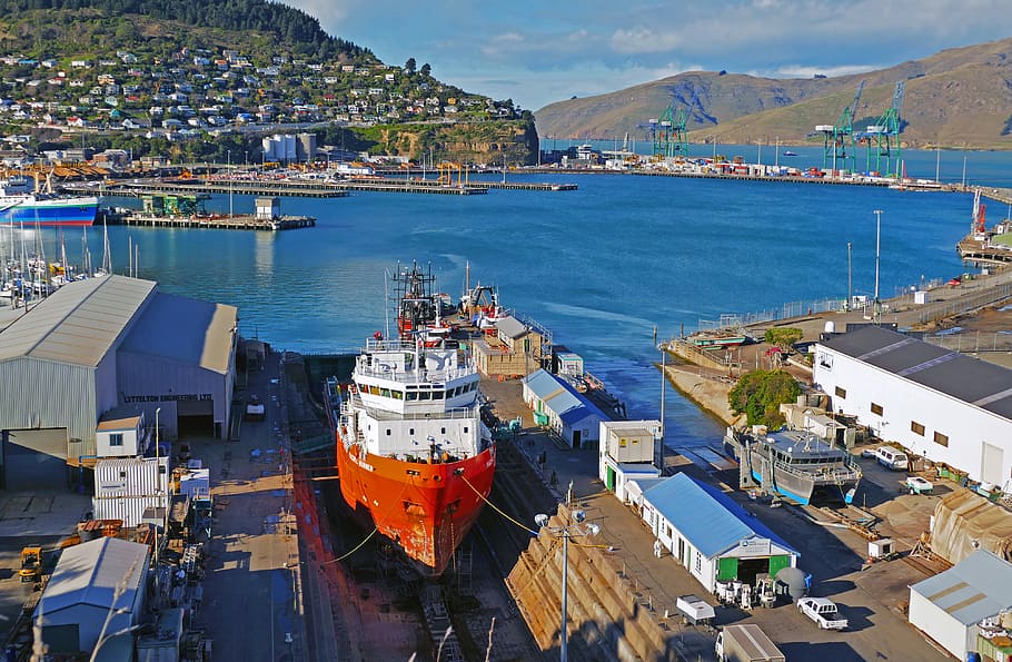 Pacific, Runner, Dry Dock, Port, Lyttleton, cruise, ship, photograph, water, transportation