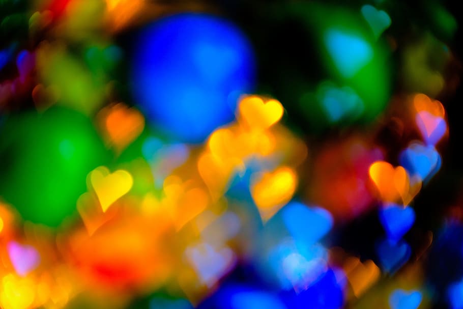 assorted-color heart illutration, Abstract, Soft Focus, Hearts, Backdrop, colorful background, bokeh, soft, color, colorful