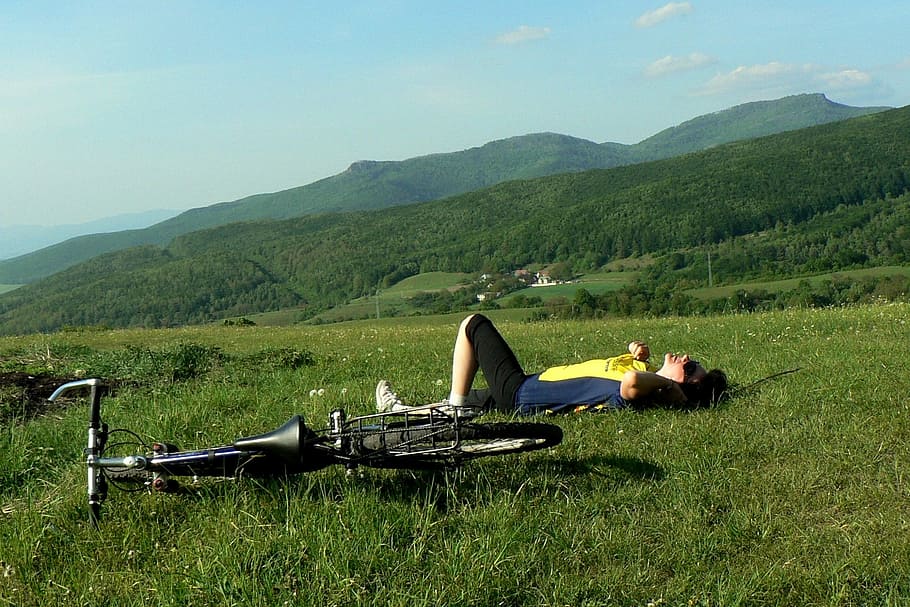 slovakia, mountains, country, vtáčnik, man, bike, trip, a break, breather, the countryside