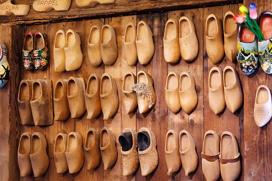 Tamanco, Sapatos, Marrom, Artesanato, Holandês, calçados, Feito à mão, Holanda, enforcamento, padrão