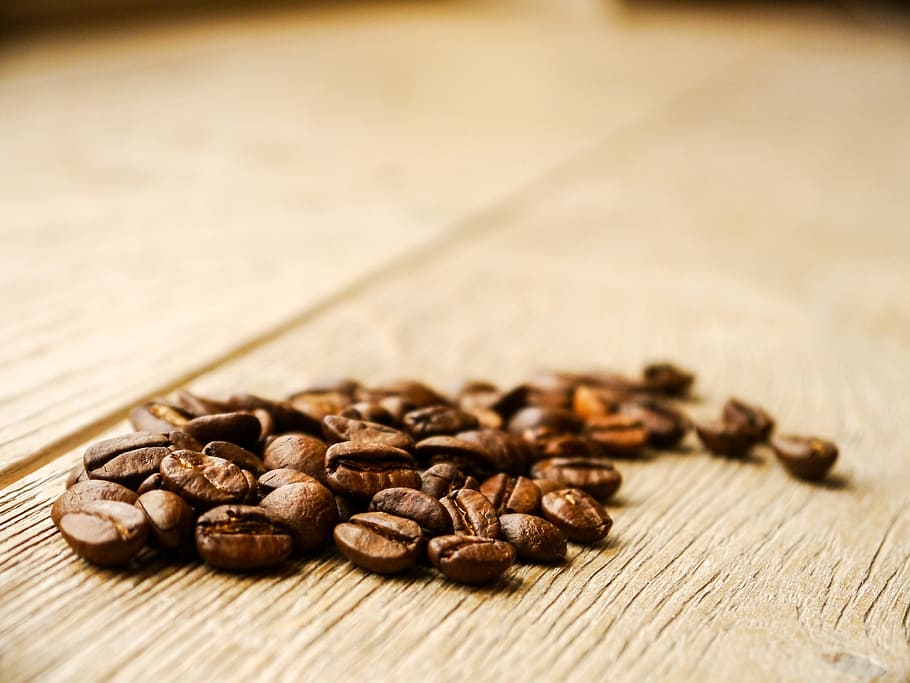 mesa, café, frijoles, bebida, granos de café, se benefician de, caliente, cafeína, estimulante, aroma