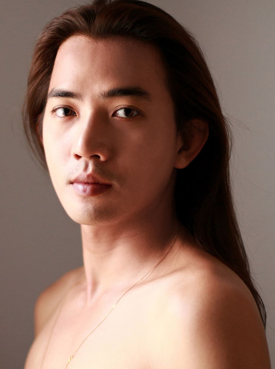 long hair, stand alone, face, the person, men's, thailand, model, portrait, headshot, one person