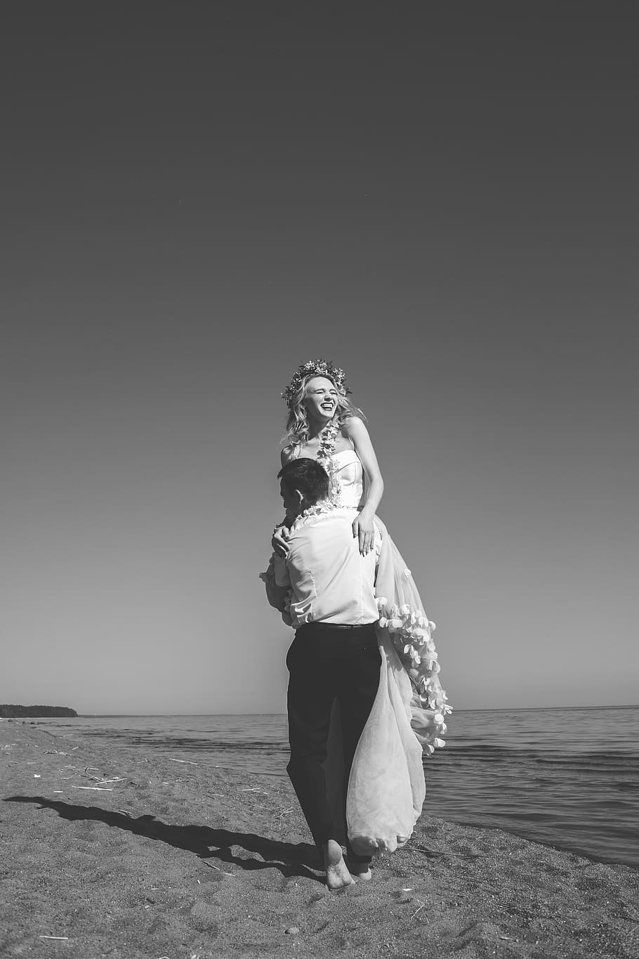 wedding, marriage, wife, sea, travel, love, glad, nature, one person, full length