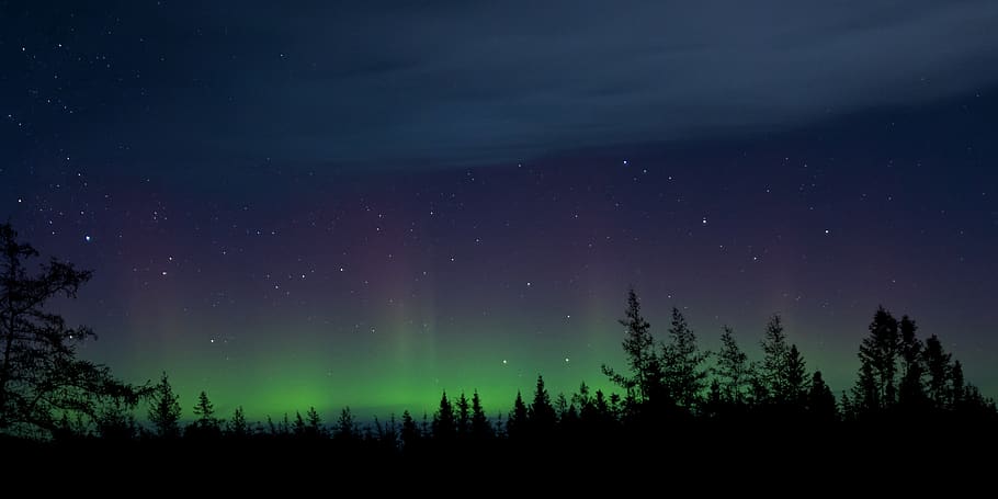 malam, aurora borealis, ruang, pemandangan, alam, langit, hijau, fenomena, dingin, lampu