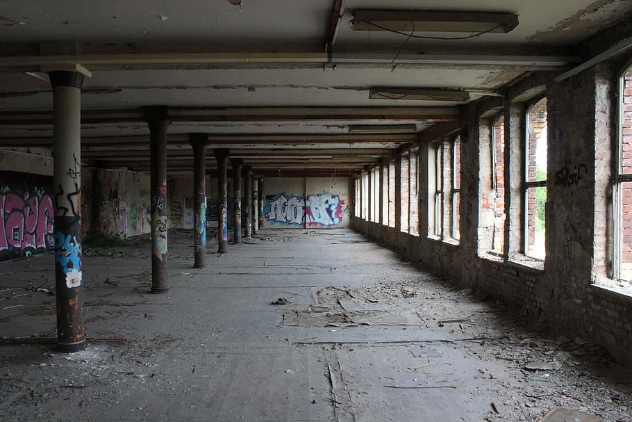 places, abandoned, building, Lost, Abandoned Building, lost places, void hall, old, old factory hall, unfinished