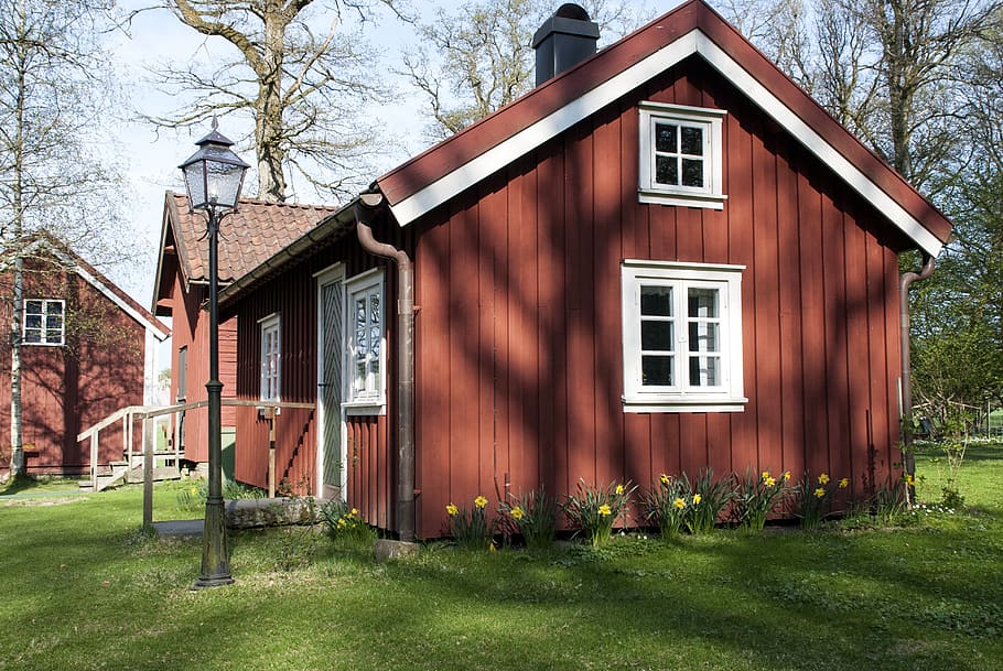 house, architecture, wood, red house, old wood, old house, nature, building, facade, sweden