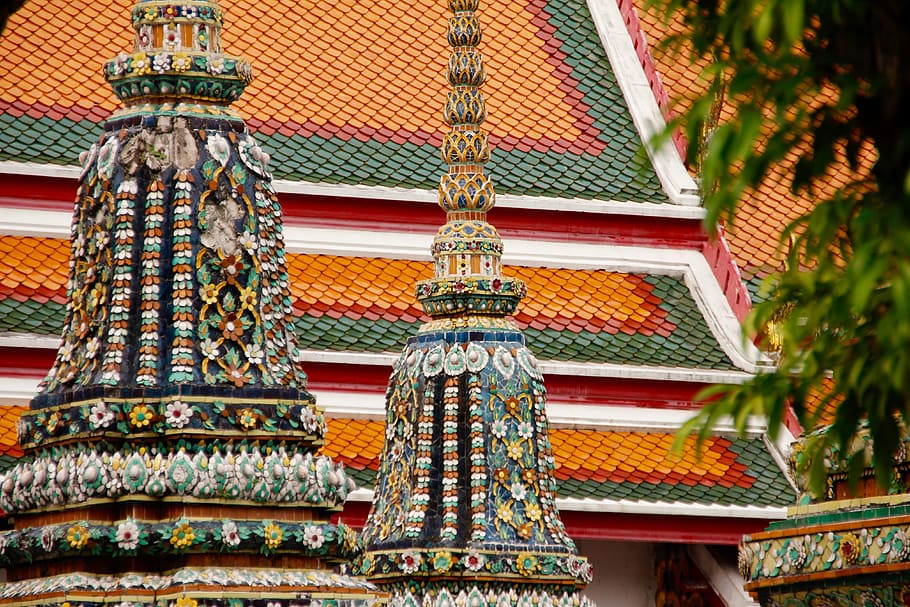 신전, 지붕, 탑, 건축물, 궁전, 불교, 남동, 타이, 방콕, 태국