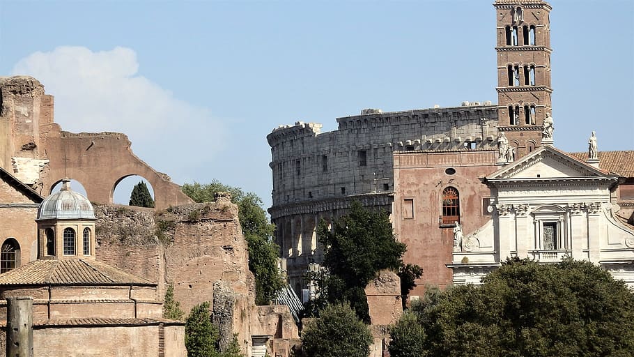 colosseum, roma, gladiator, perjalanan, struktur yang dibangun, arsitektur, eksterior bangunan, masa lalu, sejarah, tujuan perjalanan