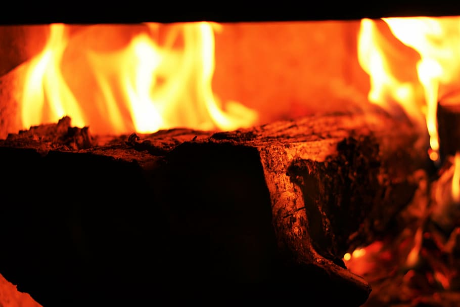 дрова, огонь, камин, огонь - природное явление, тепло - температура, пламя, горение, ночь, красный цвет, нет людей