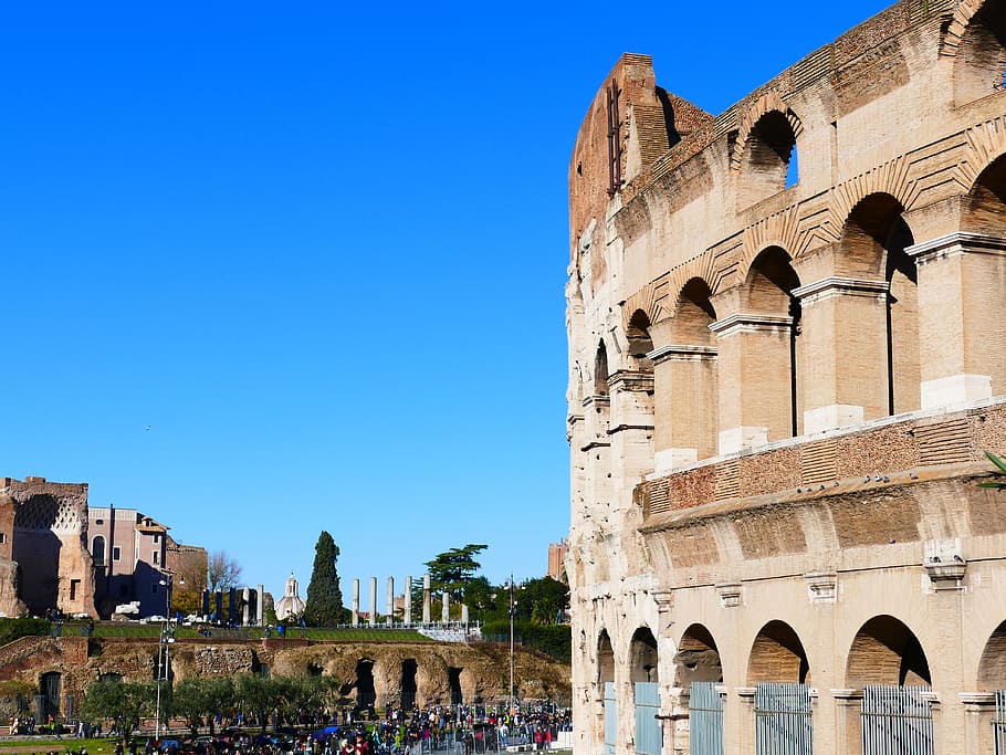 Colosseum, Rome, Amphitheater, Landmark, building, old, antiquity, historically, architecture, monument