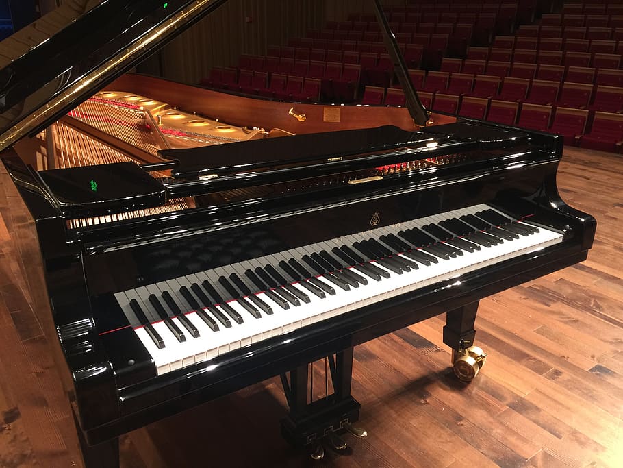 changsha concert hall, stage, steinway piano, musical instrument, music, musical equipment, piano, arts culture and entertainment, indoors, wood - material
