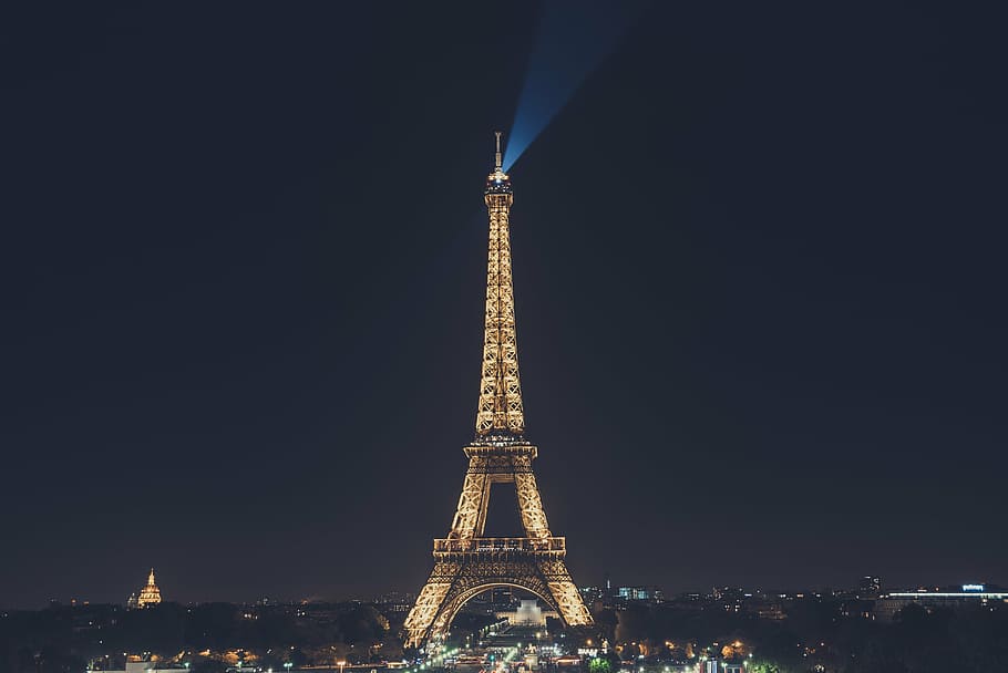eiffel tower, paris, night time, architecture, building, city, cityscape, dark, evening, illuminated