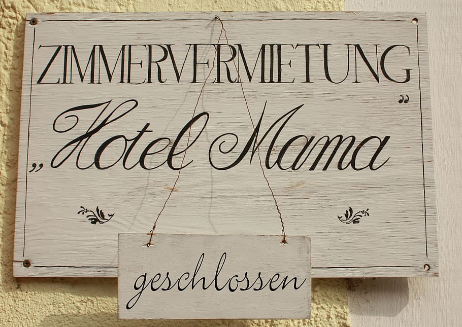 zimmervermietung signage, shield, board, samurai, rooms for rent, dependency, closed, complete, adults, adult
