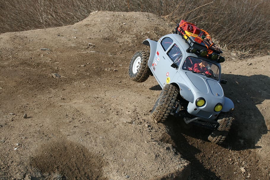 vw beetle, buggy, rc crawler, trophy, high angle view, transportation, nature, mode of transportation, land, day
