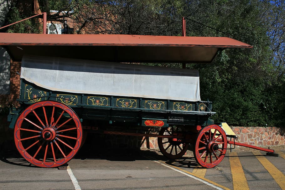 ox wagon, wagon, ox, wood, green, painted, cover, canopy, canvas, white