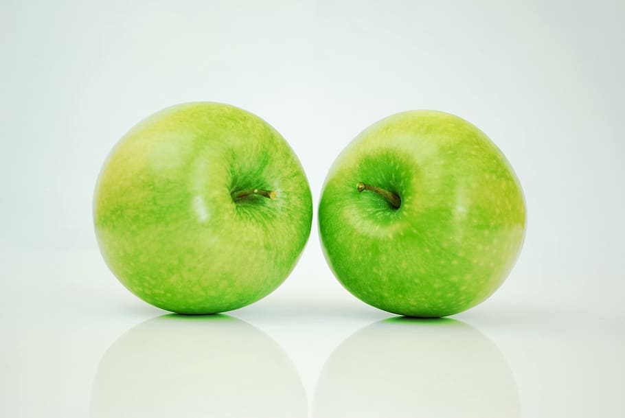 two, green, apples fruits, apples, green apple, fruit, healthy eating, apple - fruit, food and drink, food