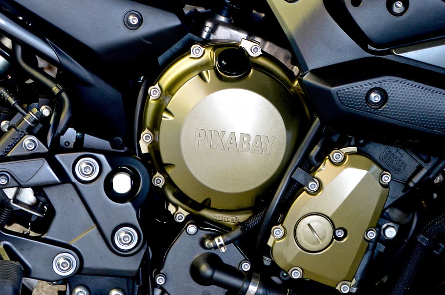 close-up photo, pixabay engine, yamaha, motorcycle, motor, screw, view details, pixabay, inscription, image retouching