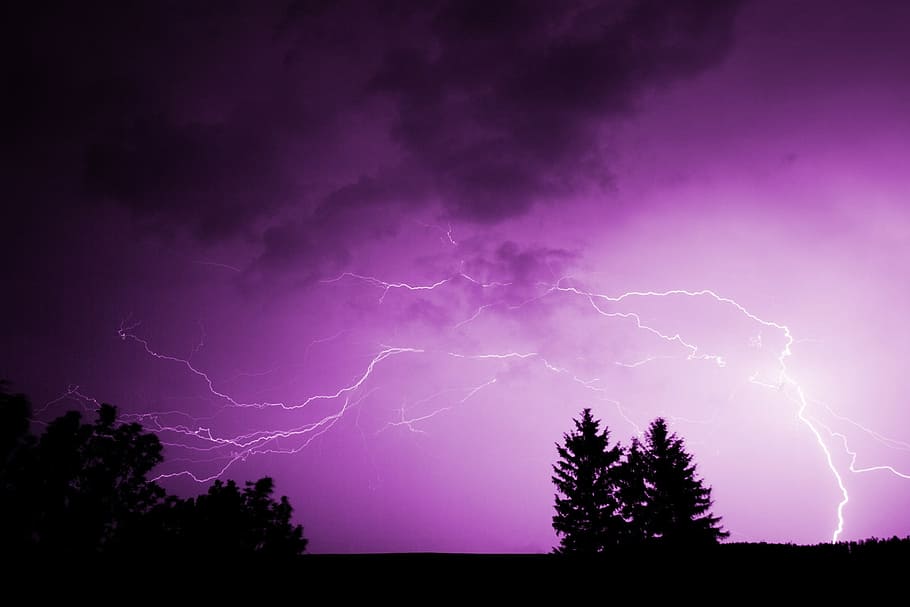 púrpura, negro, nubes, relámpago, nube, peligro, oscuro, dramático, eléctrico, electricidad