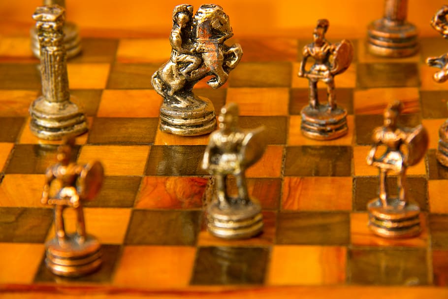 Chess, Figurines, Checkerboard, Knight, chess piece, indoors, chess board, learning, board game, leisure games