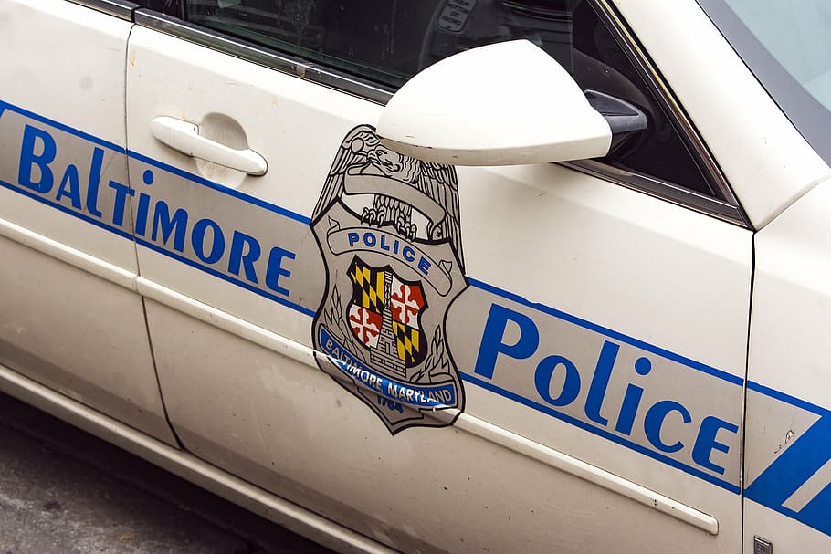 baltimore, city, police, car, bpd, district, crime, law, enforcement, shield