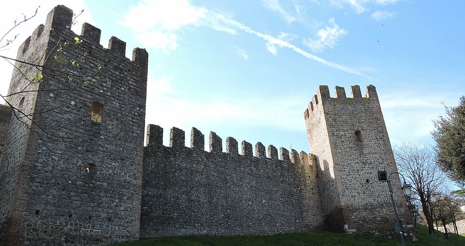 kastil, torre, abad pertengahan, dinding, benteng, langit, este, italia, sejarah, arsitektur