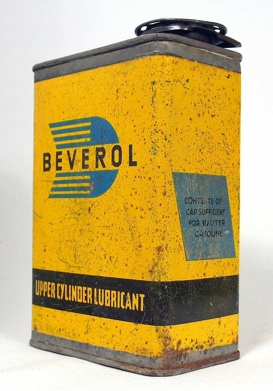 beverol, upper, cylinder, lubricant, dutch, product, packaging, tin, yellow, text