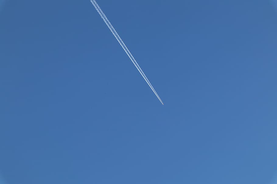 contrail, plane, airplane, sky, aircraft, contrails, flight, flying, aviation, jet