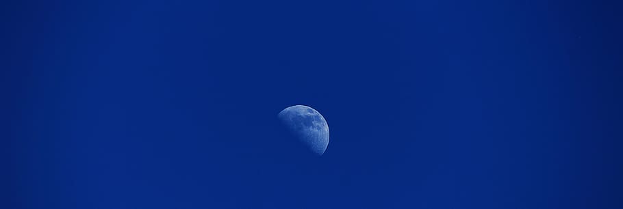 portrait photography, moon, daytime, sky, blue, half moon, space, mood, astronomy, night sky