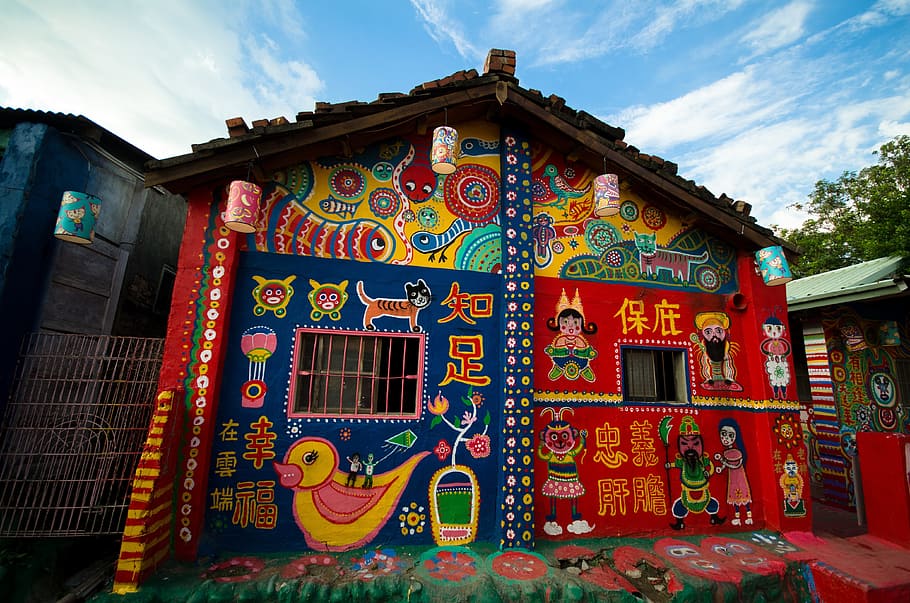 Taichung Rainbow Village Taiwán, Taichung, Rainbow Village, Taiwán, arte de la pared, casas pintadas de colores, viajes, arco iris, arquitectura, culturas