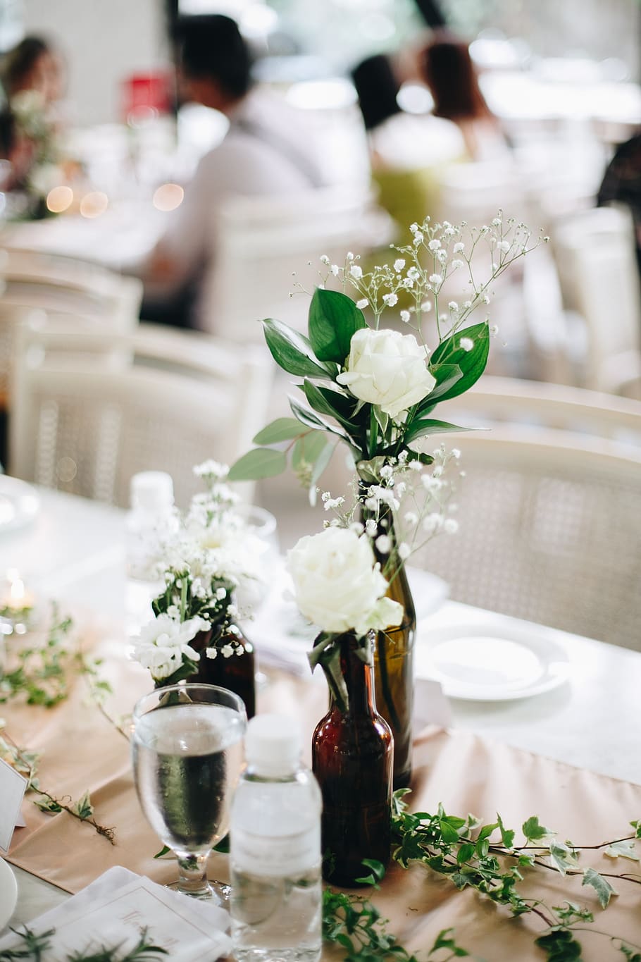 reception, celebration, wedding, decoration, flower, flowering plant, table, event, plant, incidental people