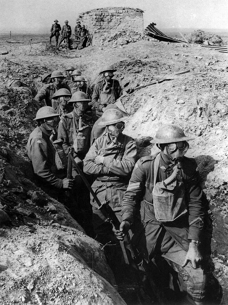 grayscale photography, soldier, infantry, trench, ground forces, fusstruppe, troops, australian, war, front