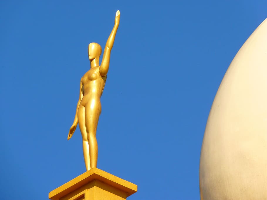 Figura, Golden, Egg, White, Museum, Dalí, figueras, spain, sky, blue