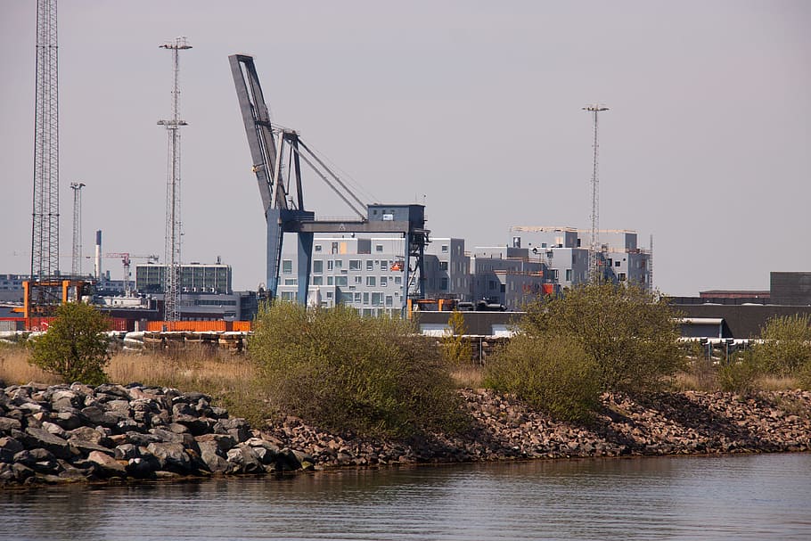 harbour, crane, appartments, 2150, copenhagen, nordic, danish, denmark, ocean, city