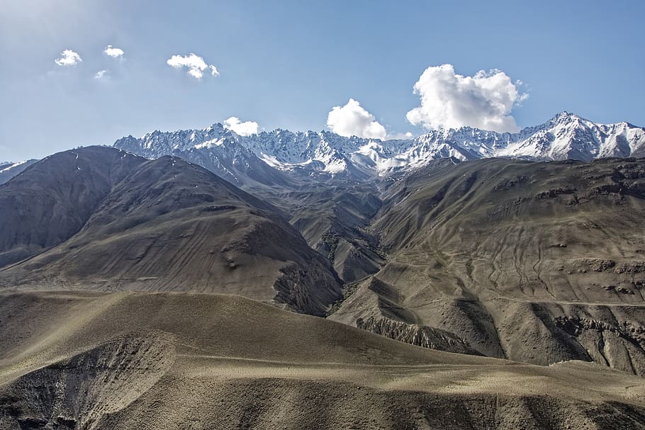 tajikistan, province of mountain-badakhshan, pamir, hindu kush, high mountains, the pamir valley, landscape, mountains, snow, clouds
