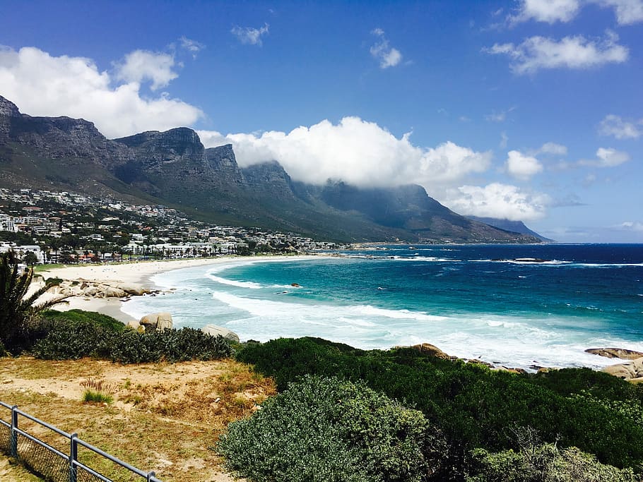 beach line hd wallpaper, Cape Town, Camps Bay, South Africa, Rock, table mountain, sky, south africa sea, ocean, nice weather