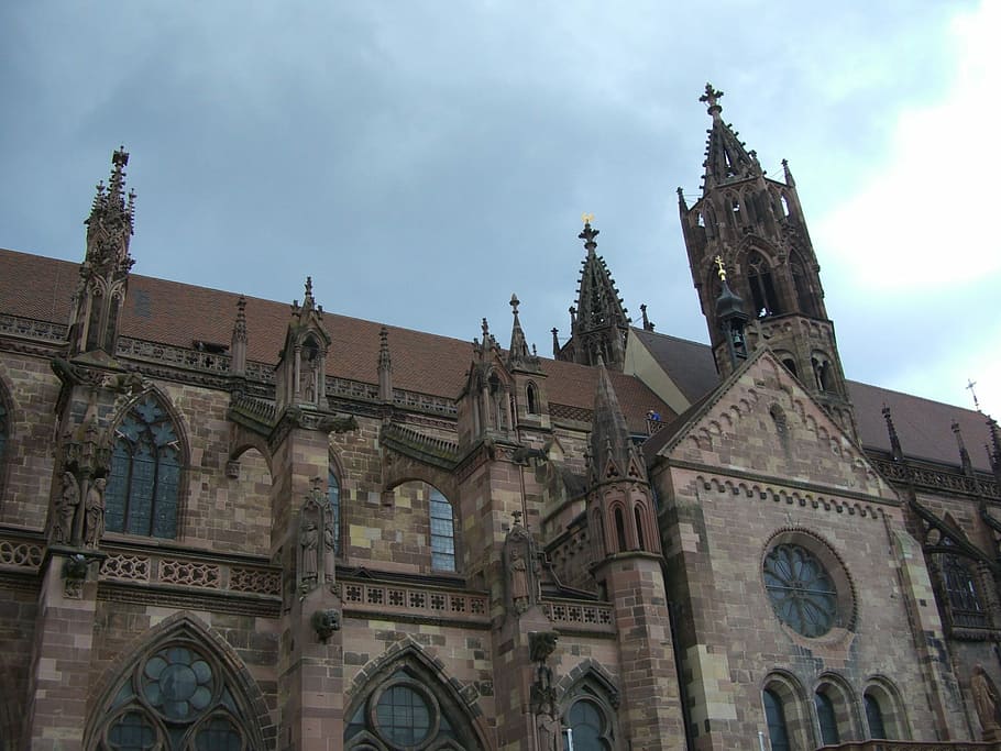 Münster, gótico, románico, edificio, arquitectura, friburgo, nube - cielo, religión, vista de ángulo bajo, historia